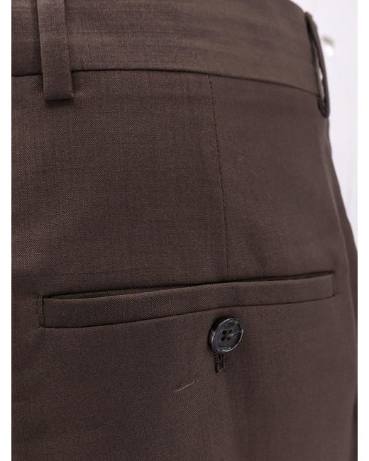 Totême Brown Wool Trousers With Pinces