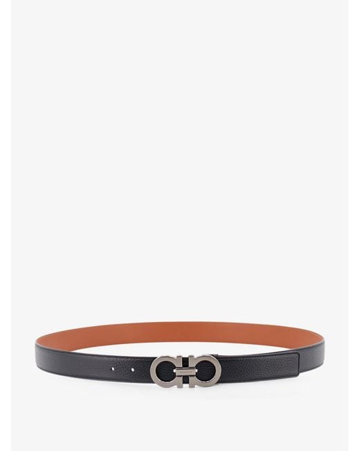 Ferragamo White Reversible Leather Gancini Belt for men