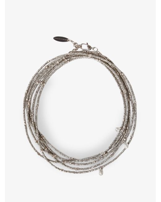 Brunello Cucinelli Metallic Wrap Hematite And 925 Sterling Bracelet