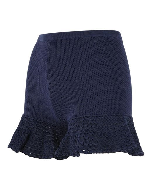 Self-Portrait Blue Viscose Blend Shorts