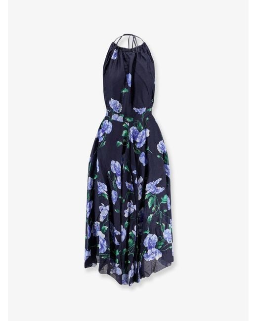 Lavi Blue Dress Plumeria Ramie