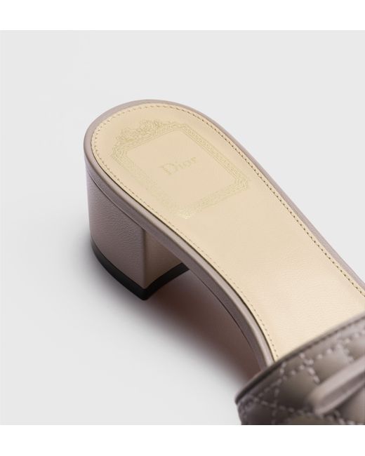 Dior White "Cannage Heeled Slide 35Mm" Heeled Sandals
