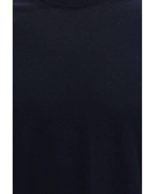 Piacenza Cashmere Blue Short-Sleeve Crewneck Sweater for men