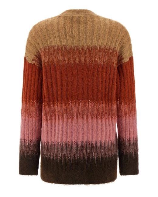 Fendi Red Mohair Wool Cardigan