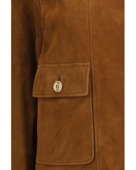 Saint Laurent Brown Short Suede Jacket With Buttons