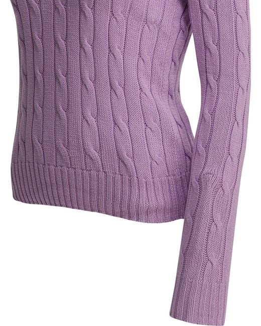 Polo Ralph Lauren Purple Touch Julianna Cable-Knit Sweater