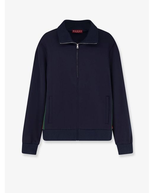 Gucci Blue Jersey Sweatshirt With Lateral Web Band for men