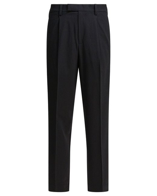 Vince Black Pleated "Louie Relaxed" Trousers for men