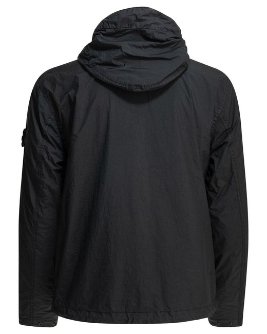 Stone Island Black "Crinkle Reps Ny" Windbreaker Jacket for men
