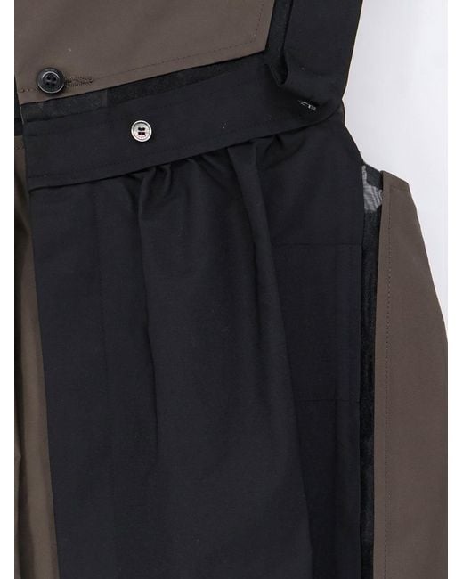 Sacai Black Patchwork Cotton Shirt