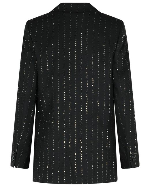 Philipp Plein Black 'Boyfriend Fit' Blazer With Wool Blend Paiettes