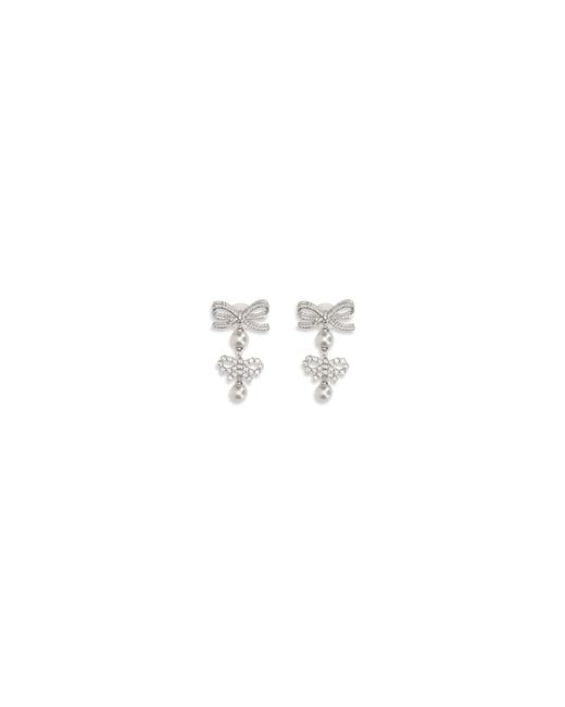 Self-Portrait Multicolor Double Bow Pearl Earrings