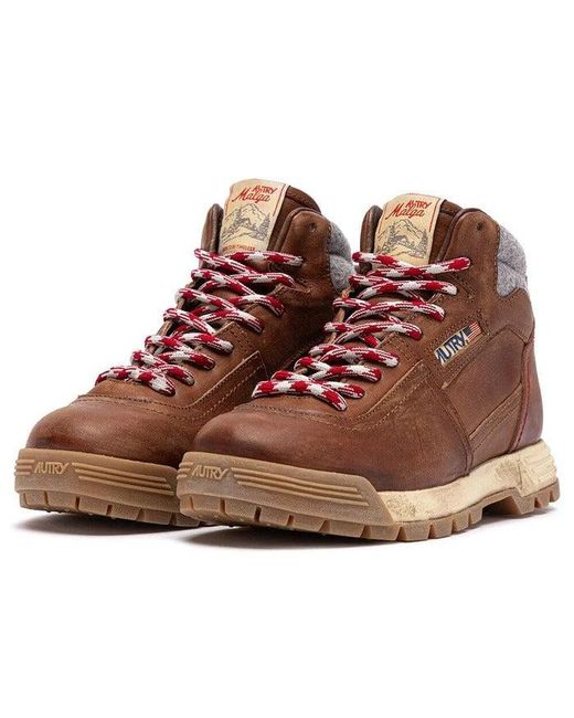 Autry Brown Lace Up Ankle Boots