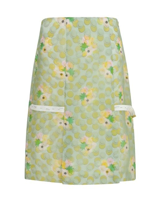 Fendi Green Bouquet Organza Skirt