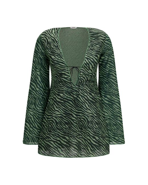 Oseree Green Mini Dress Lumière Animalier