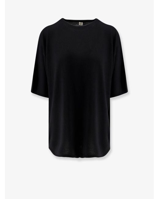 Totême Black Longline Wool Blend Sweater