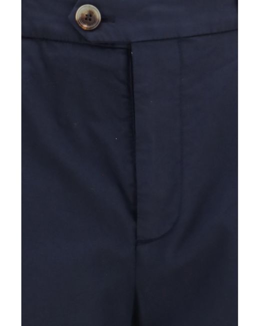 Brunello Cucinelli Blue Cotton Blend Chino Pants for men