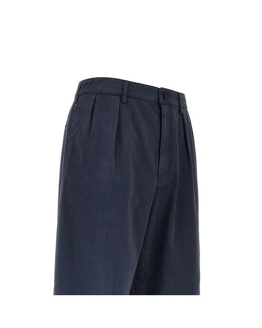 Prada Blue Old Effect Gabardine Pants for men