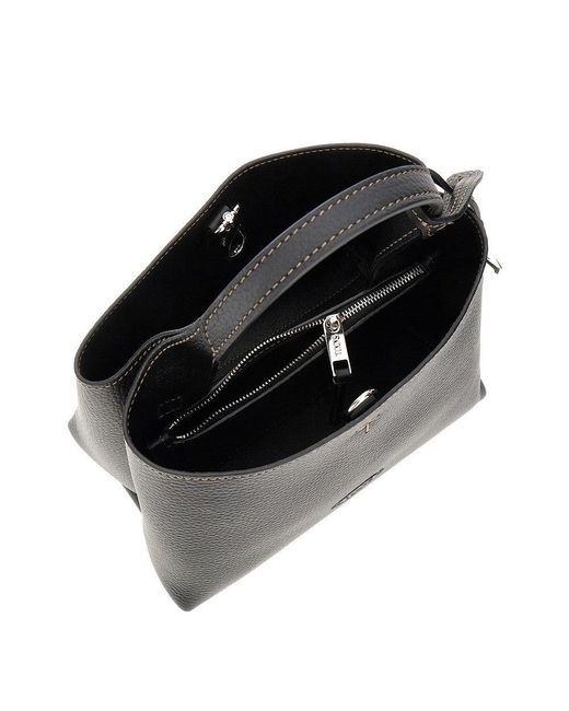 Tod's Black Grain Leather Micro Shopping Bag