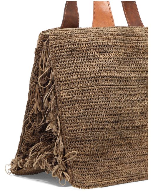 IBELIV Brown Onjadark Tea Raffia Leather Handbag