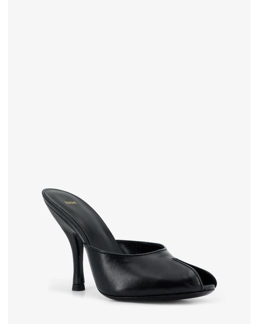 Jude Black Leather Date Mule Sandals