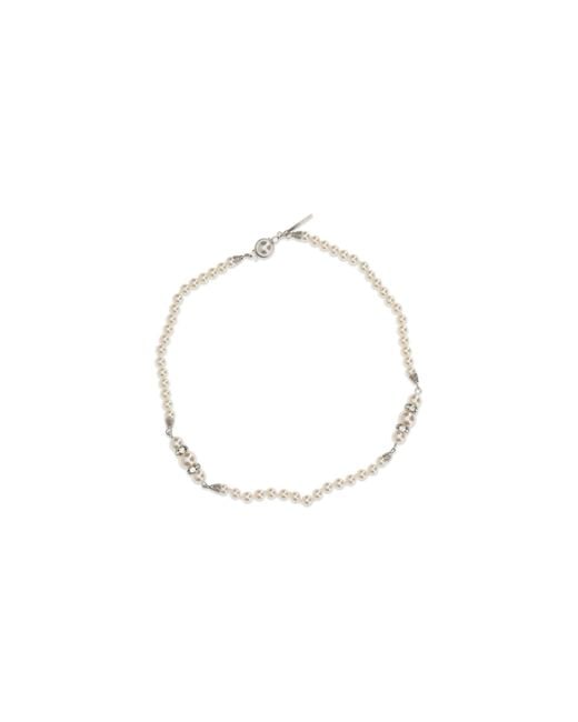 Women's White Pearl And Crystal Necklace