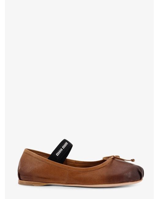 Miu Miu White Leather Ballerinas