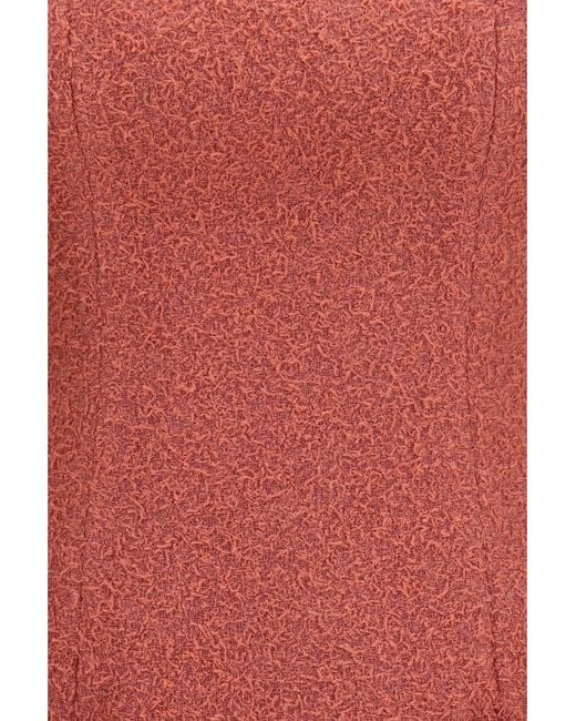 Balmain Red Short Tweed Dress With Two Pockets