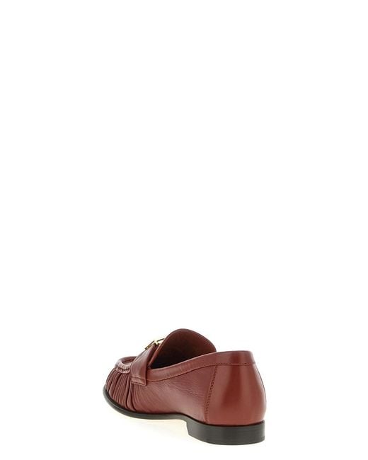 Fendi Red "Baguette" Leather Loafers