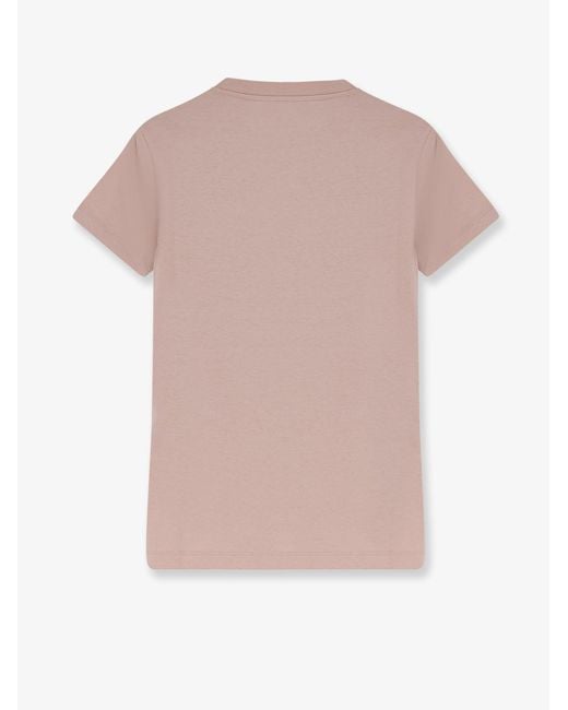 Moncler Pink Cotton T-Shirt With Flocked Logo On The Front