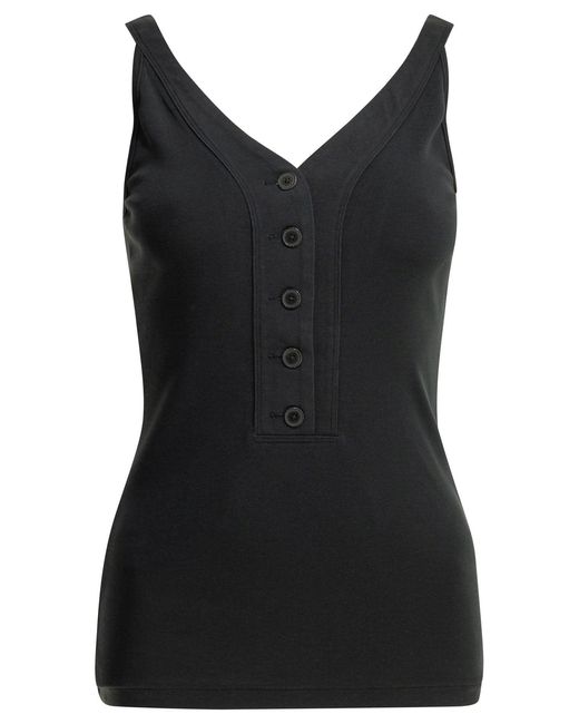 Auralee Black Organic Cotton Tank Top Dark
