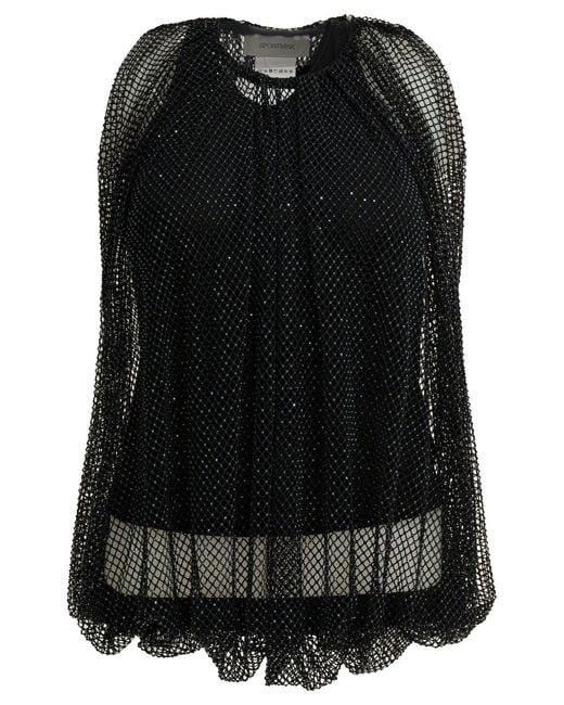 Max Mara Black Sleeveless Mesh Top Tops