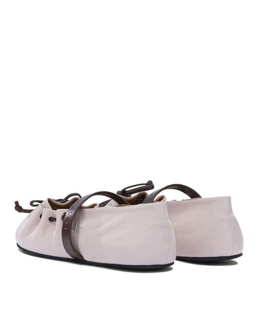 Marni White Mary Jane Leather Ballet Flats