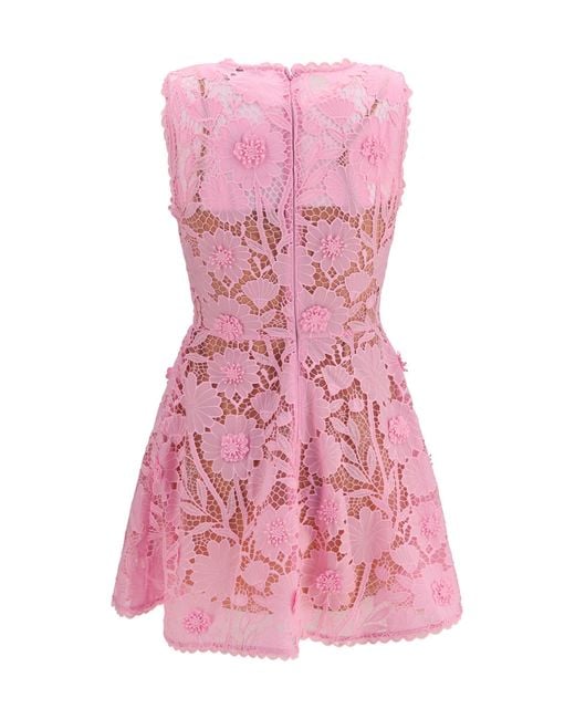 Self-Portrait Pink Short Lace Dress