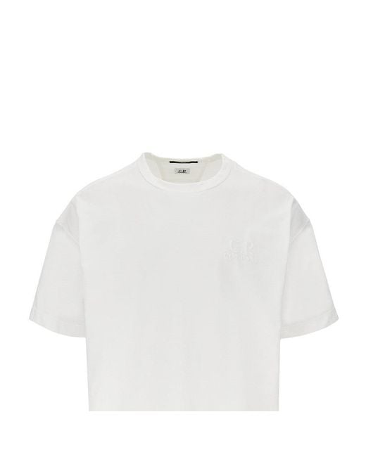 C P Company White Cotton Jersey T-Shirt for men