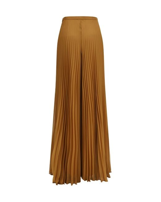 Max Mara Brown Pleated Wide-Leg Trousers Grembo