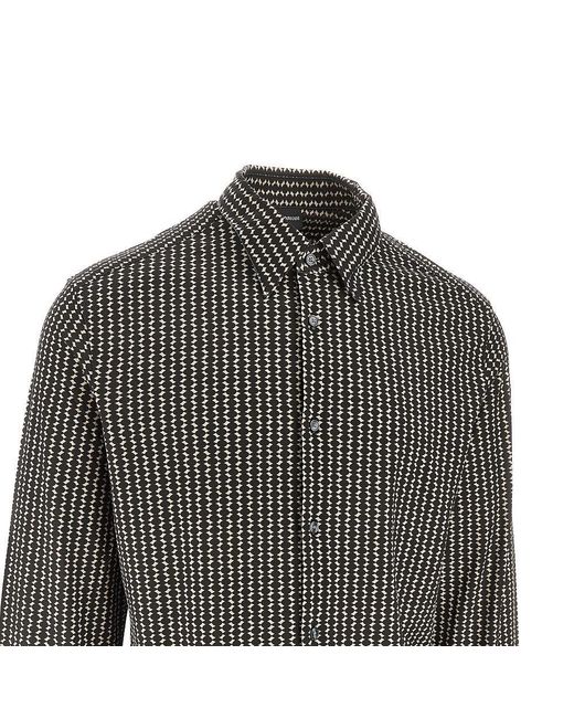 Emporio Armani Gray Printed Lyocell-Blend Shirt for men