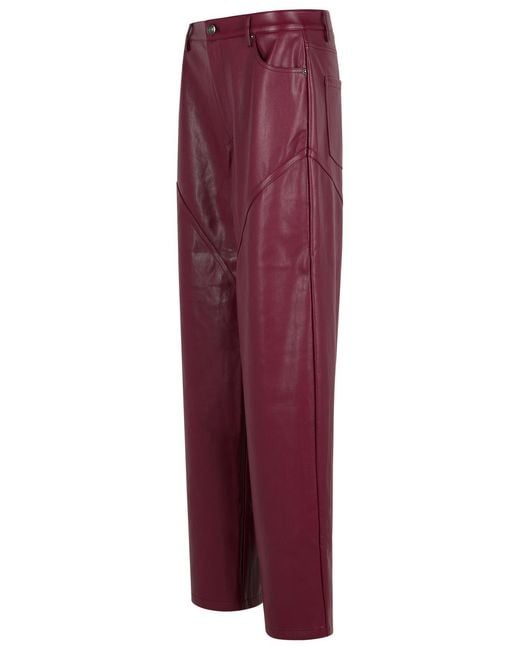 ROTATE BIRGER CHRISTENSEN Red Bordeaux Faux Leather Trousers