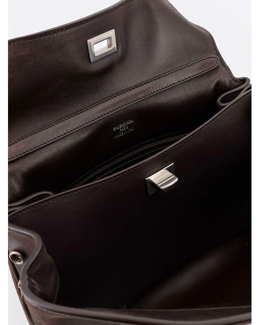 Balenciaga Black Rodeo S Leather Crossbody Bag With Vintage Motif