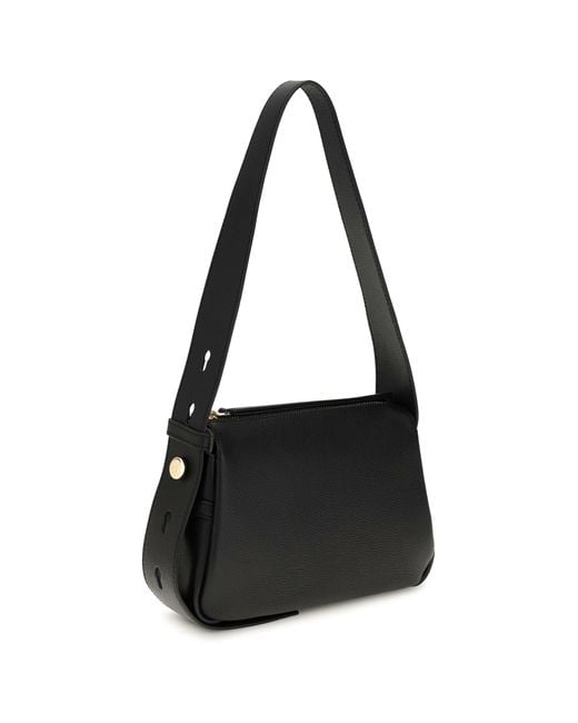 Tory Burch Black Small Romy Pebbled Leather Shoulder Bag