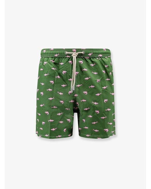 Mc2 Saint Barth Green Swim Trunks Recycled Polyester for men