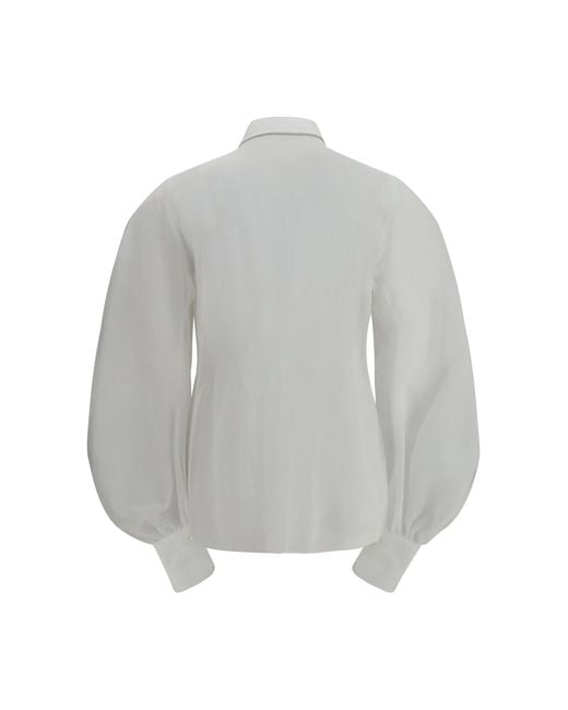 Brunello Cucinelli Gray Lantern Sleeve Blouse
