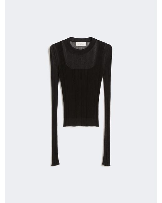 Max Mara Black Trompe L'Oeil Viscose Sweater