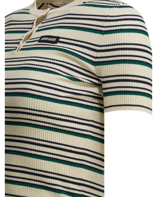 Miu Miu Green Short Sleeves Cotton T-Shirt