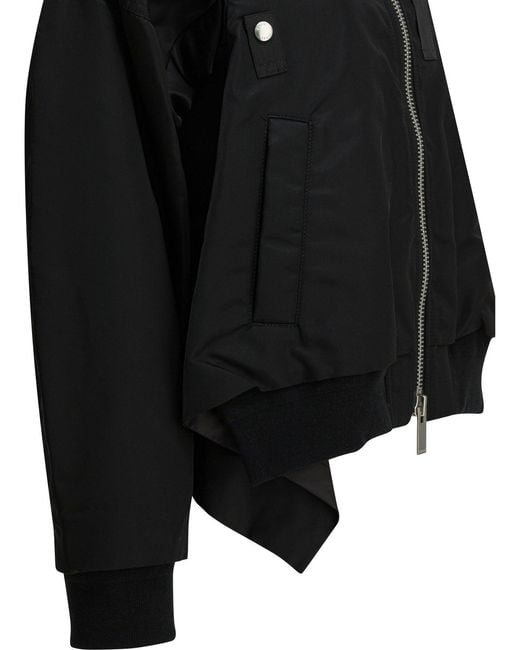 Sacai Black Nylon Zippered Bomber Jacket