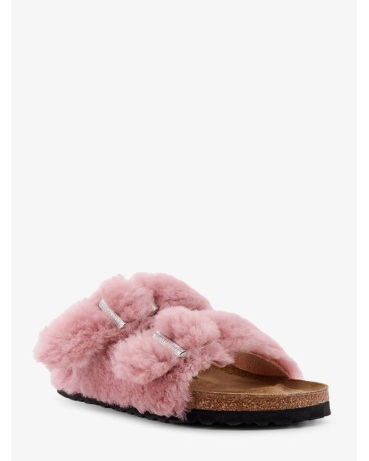 Birkenstock Pink Faux Fur Low Sandals