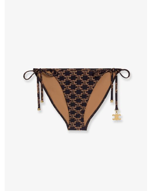 Céline Natural Jersey Bikini Bottom With Monogram Print