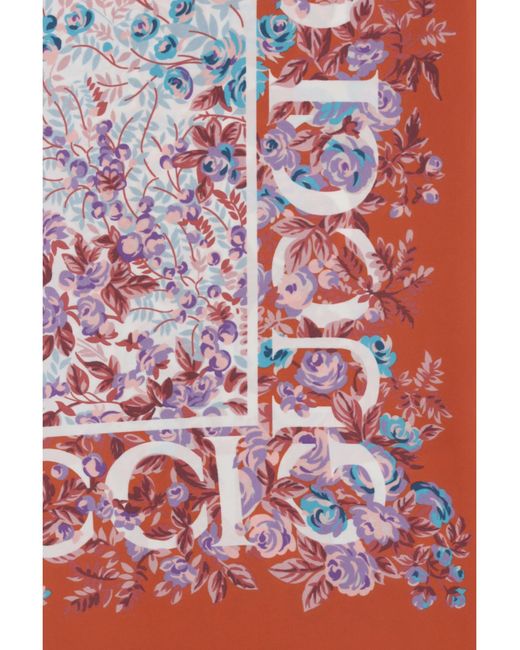 Gucci Red Printed Silk Twill Scarf