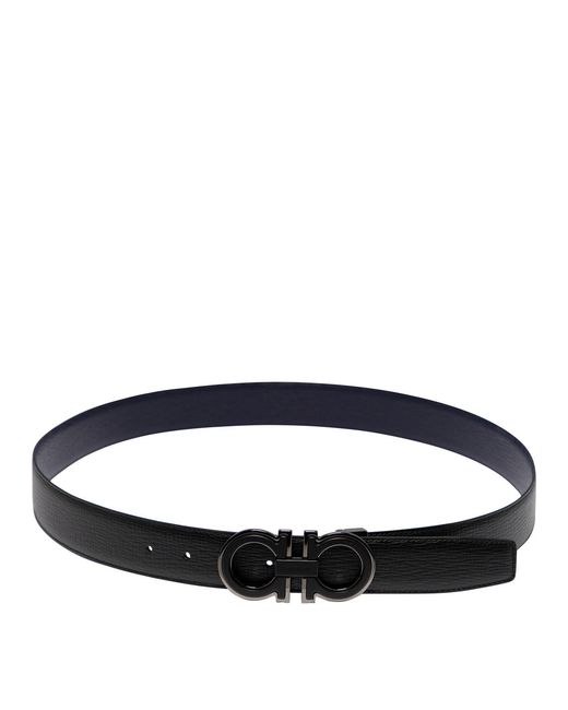 Ferragamo Black Reversible And Adjustable Gancini Belt for men