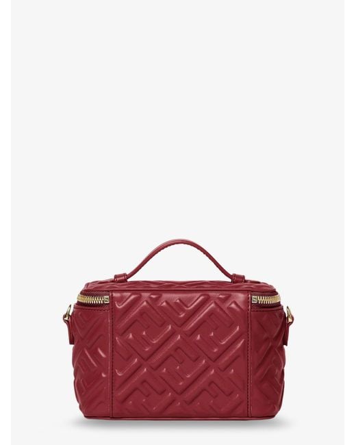 Fendi Red Vanity Leather Crossbody Bag With Ff Motif